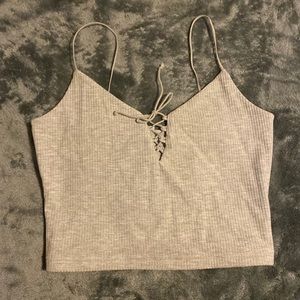 Grey tank top , super cute straps and tie , super comfy